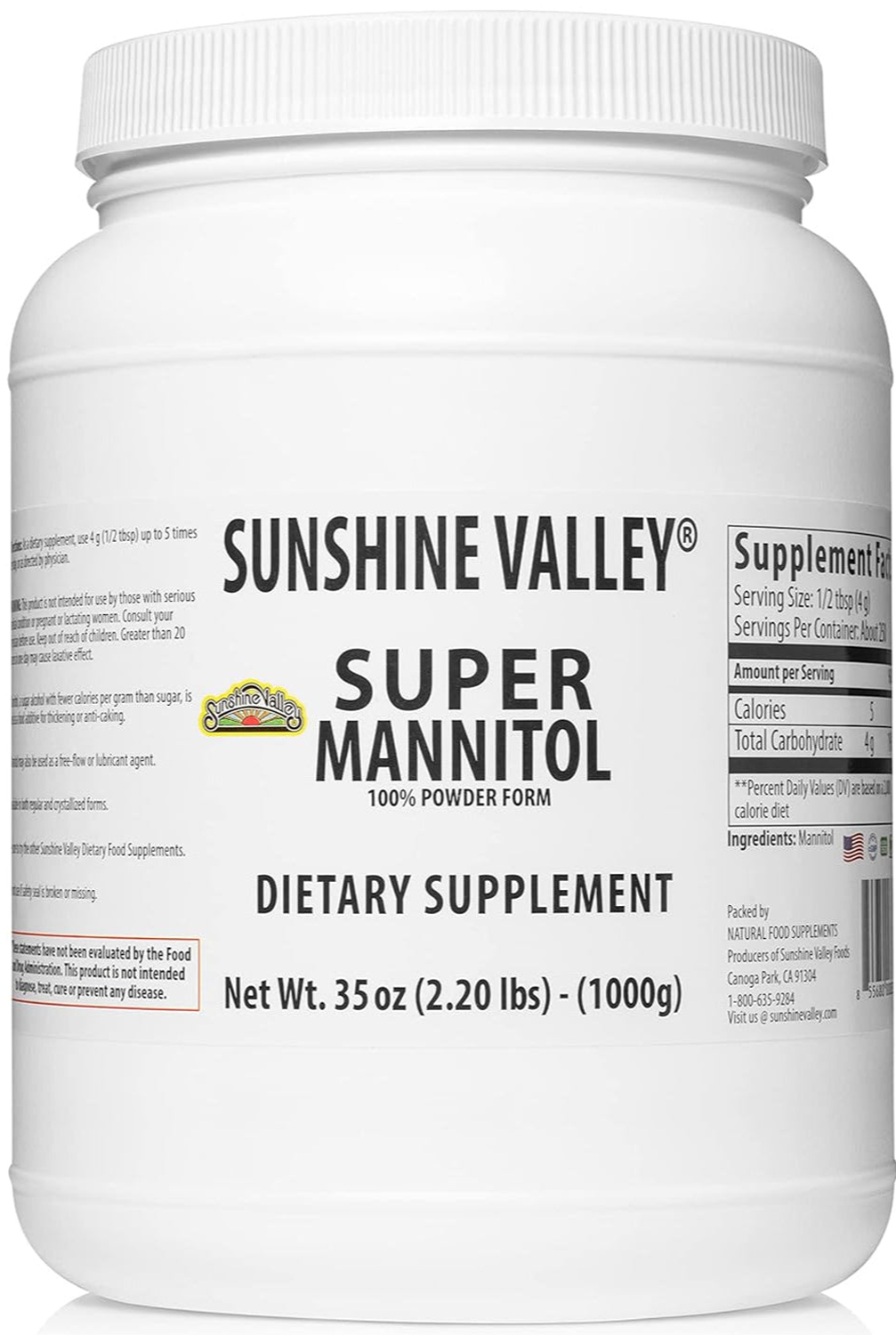 Sunshine Valley® Super Mannitol Powder Dietary Supplement Thirty Five Ounces - Mannitol.com from Sunshine Valley®